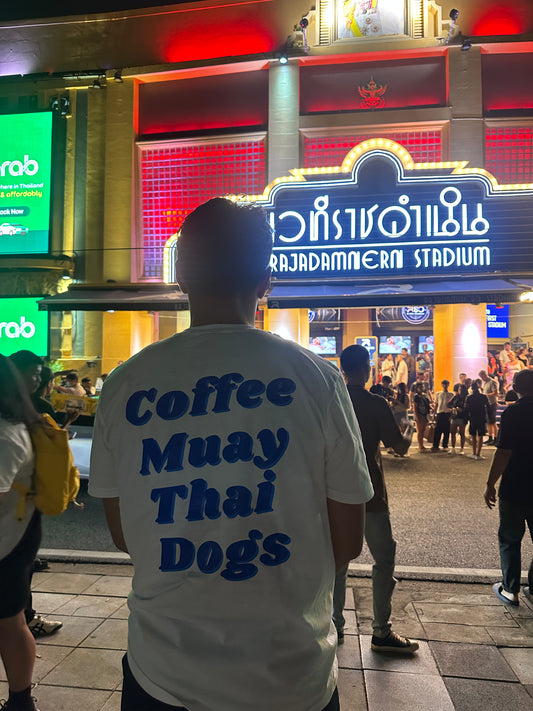 Muay Thai shirt - coffee, Muay Thai, dogs. outside Rajadamnern