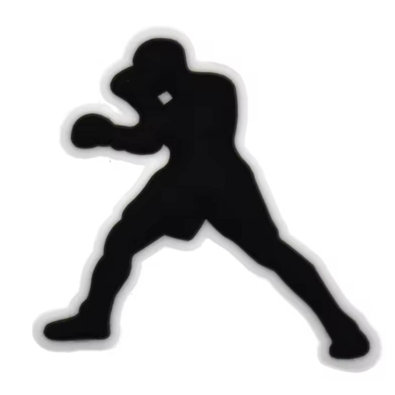 Black silhouette Croc charm of a boxer in fighting stance