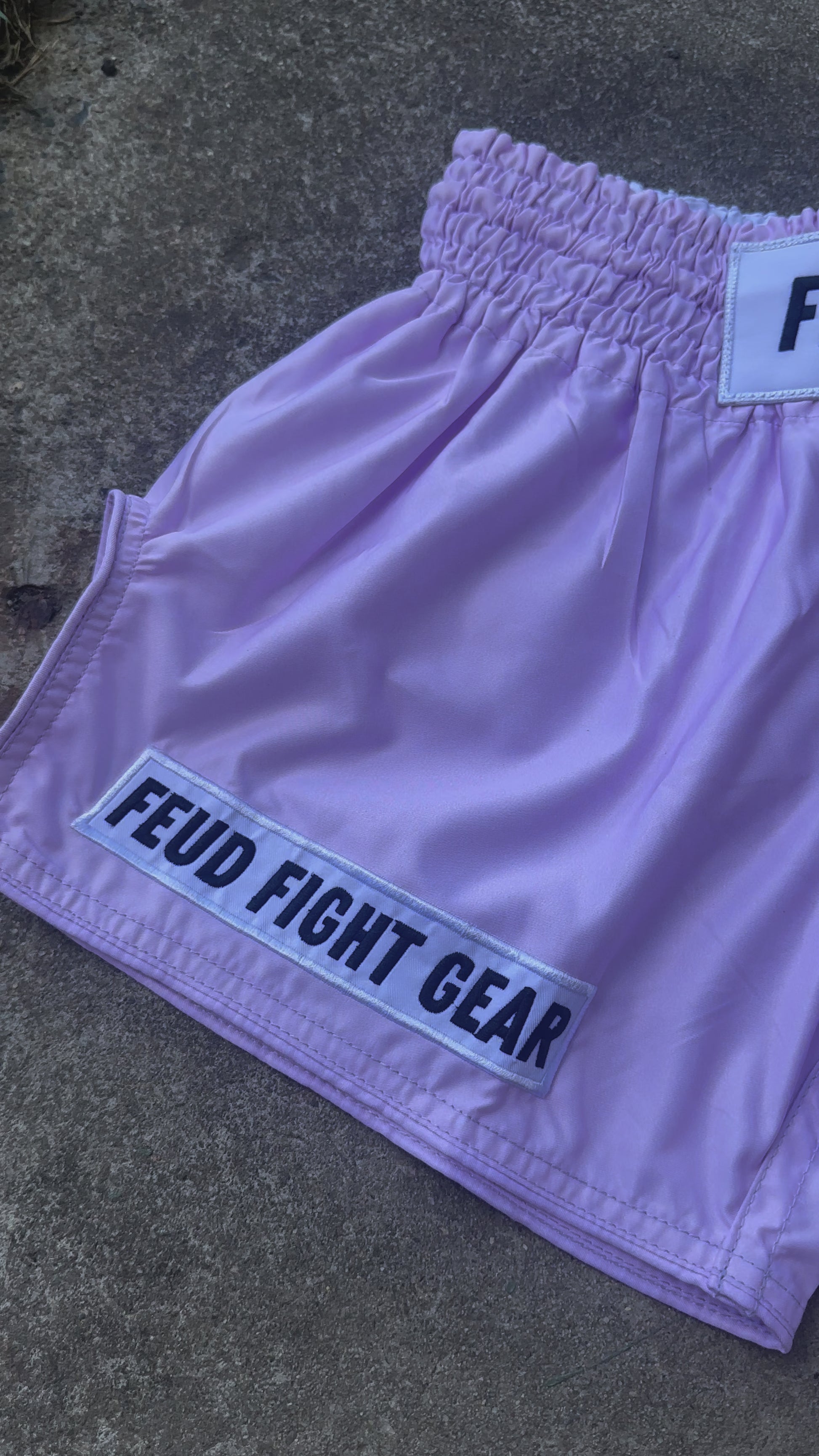 Lilac Muay Thai shorts product video