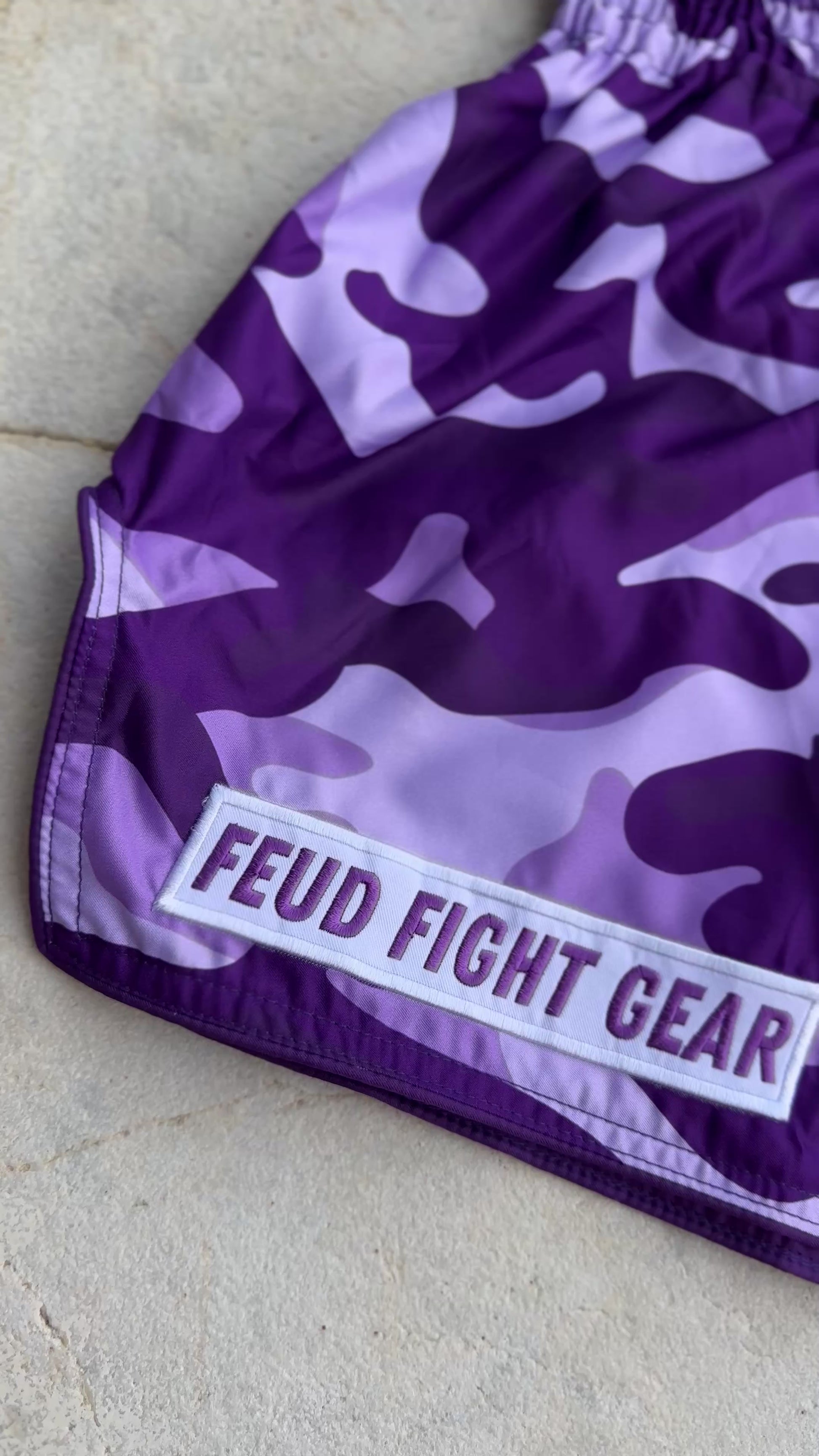 Purple Camo Thai Shorts back Video