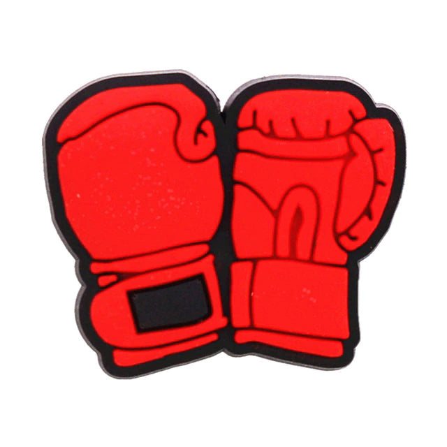 Red boxing glove Croc charm with stitching detail