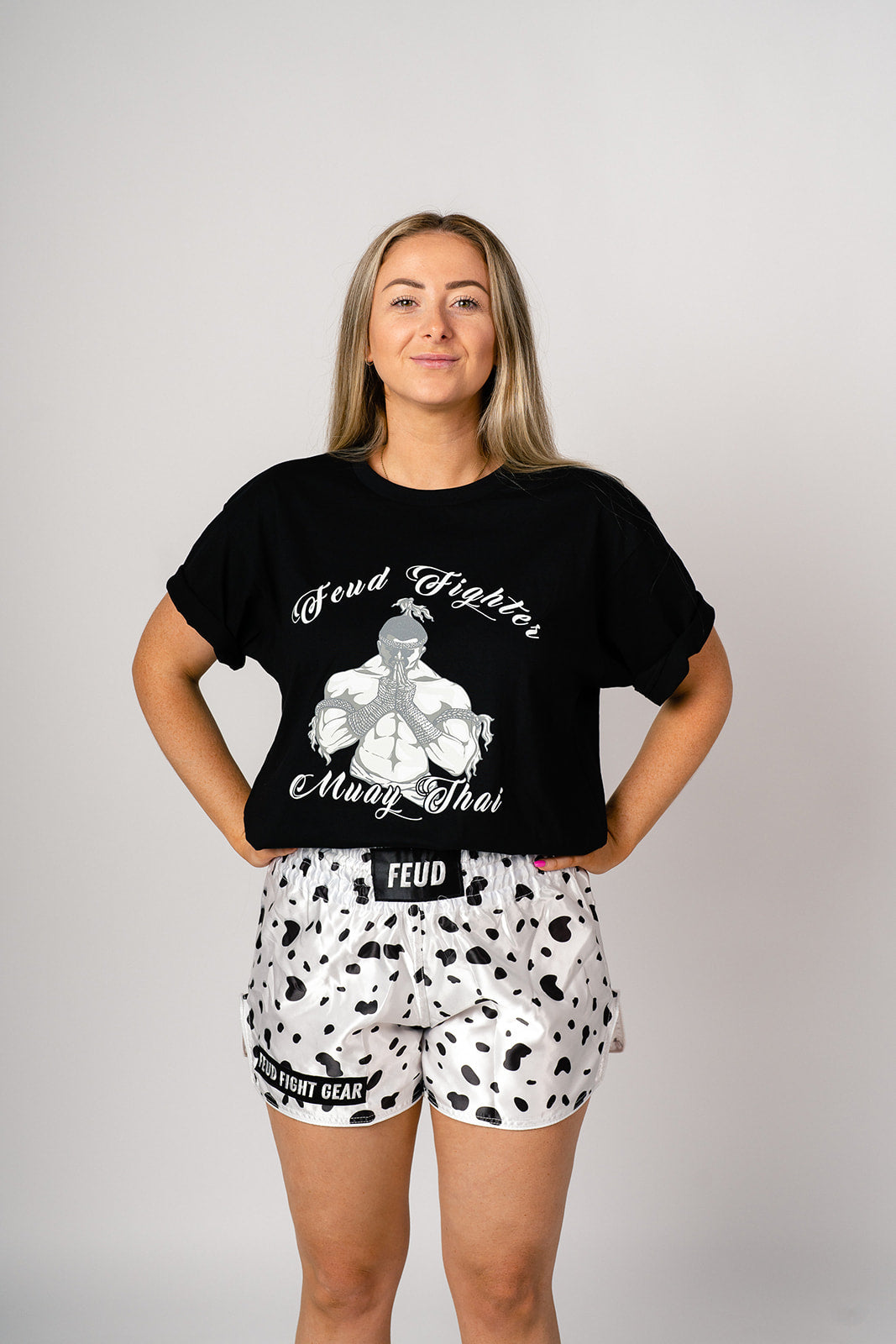 Vintage Muay Thai Tee front view on female model