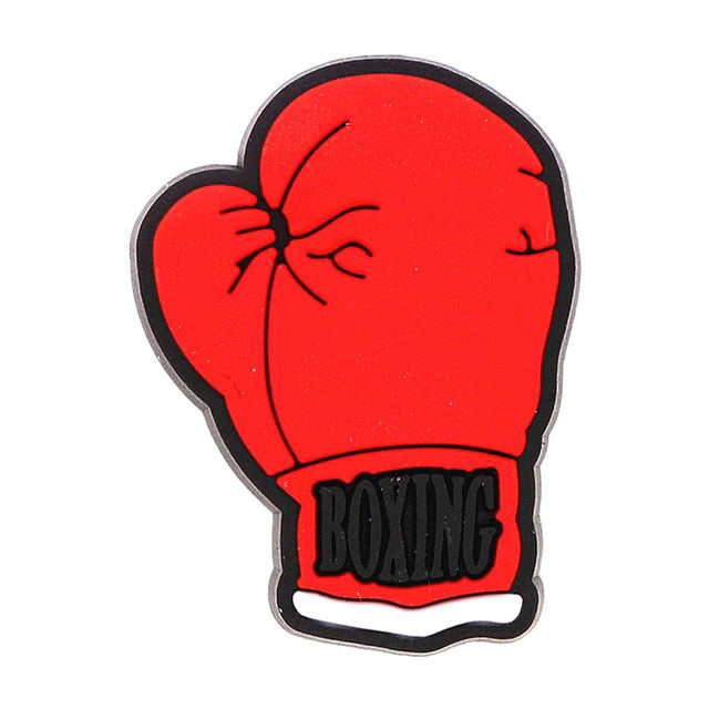 Red boxing glove Croc charm with stitching detail