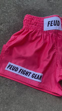 Load and play video in Gallery viewer, Muay Thai shorts for men and women. Coral pink in colour. Custom thai shorts are available for personalised with your name. Australian brand. 
